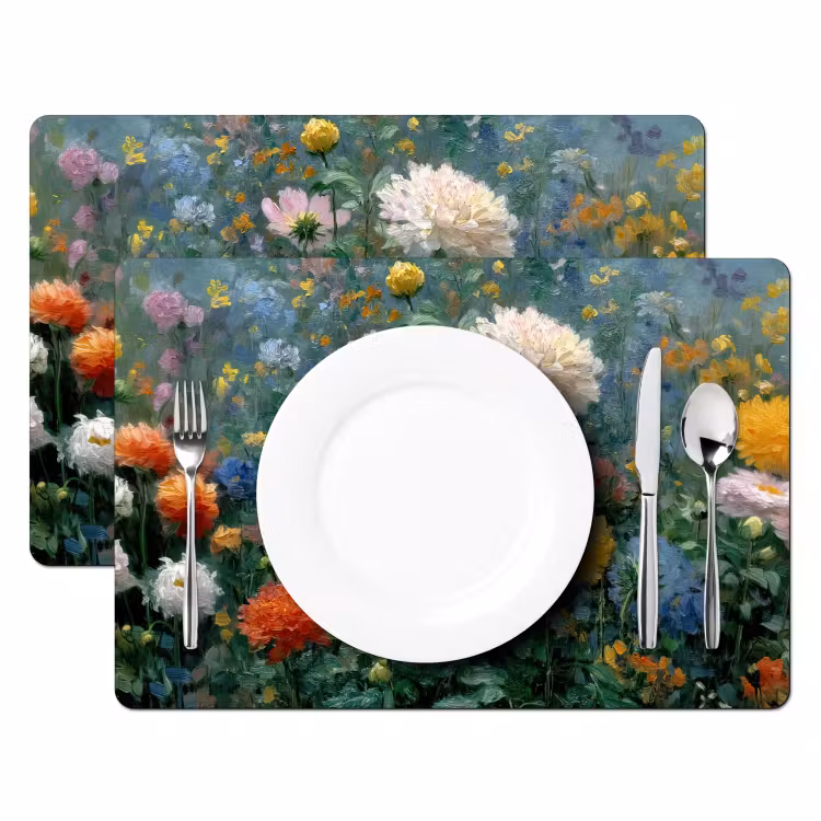 Set de table - Gros plan - champ - fleurs - coloré — 2