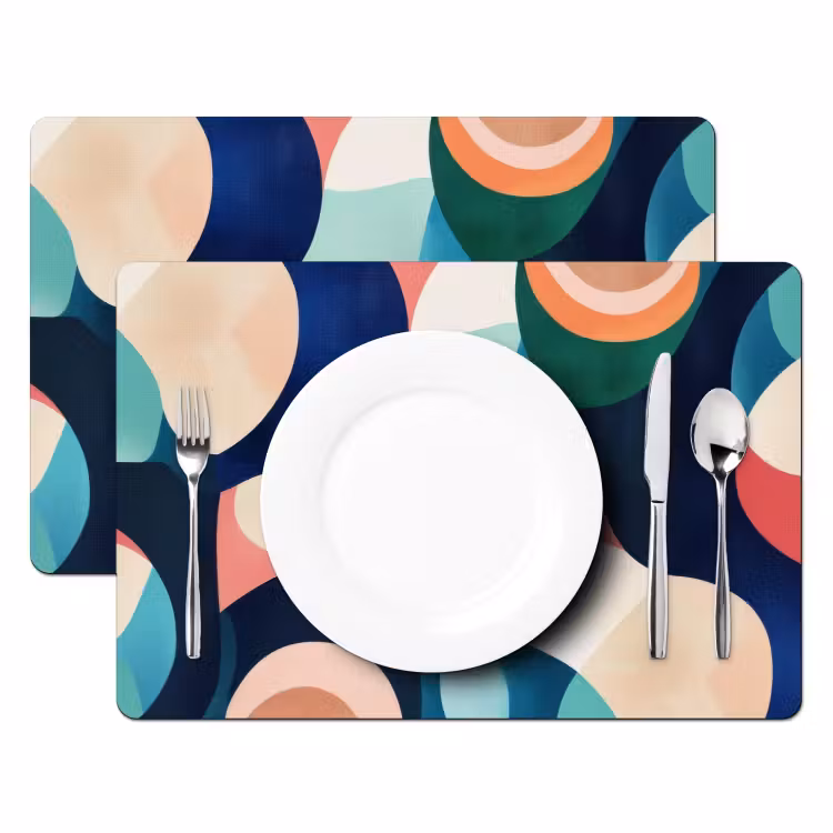 Set de table - Abstrait - Bleu - Rose — 2