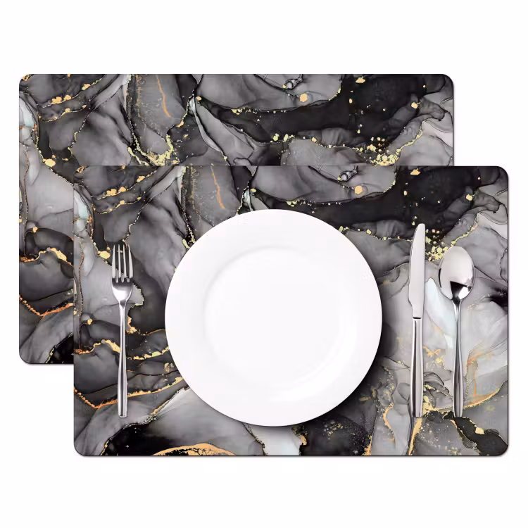Set de table - Gris - Luxe - Or - Marbre — 2