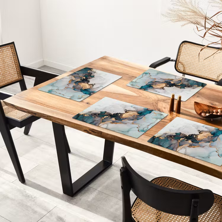 Set de table - Impression marbrée - Or - Bleu — 3