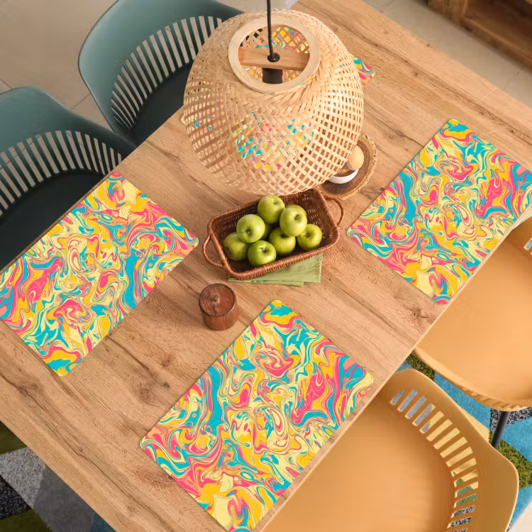Set de table - Jaune - Rose - Bleu - Rétro — 4