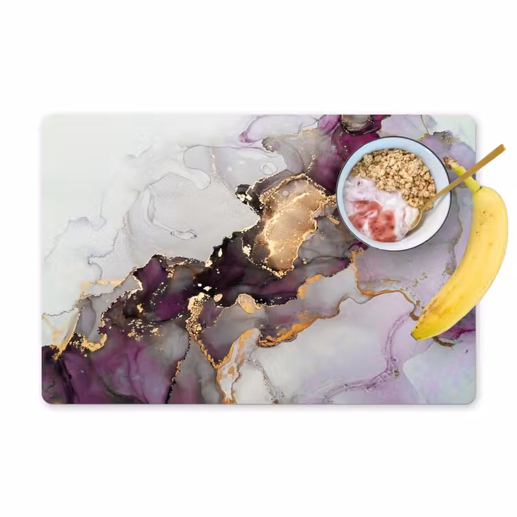 Set de table - Marbre - Abstrait - Or - Violet — 1