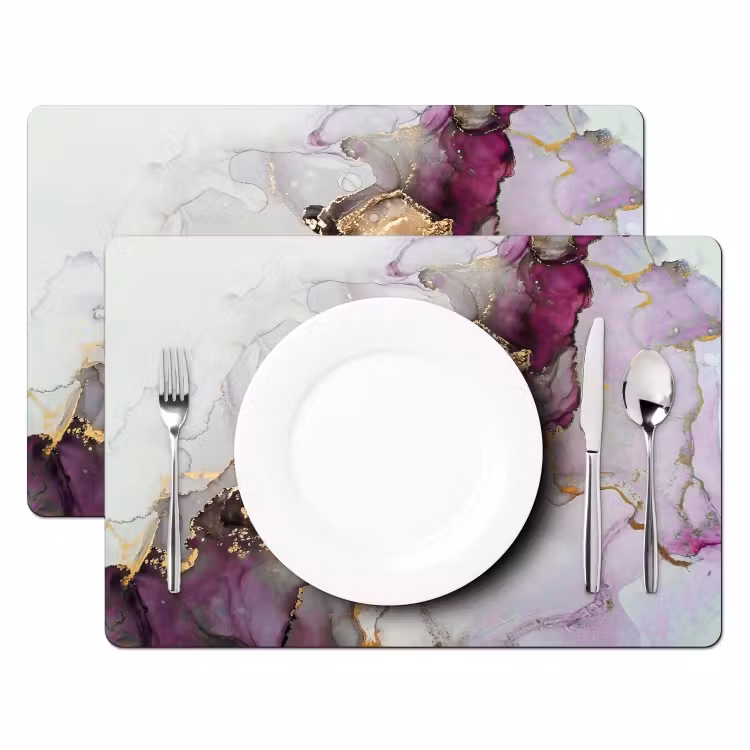 Set de table - Marbre - Abstrait - Or - Violet — 2