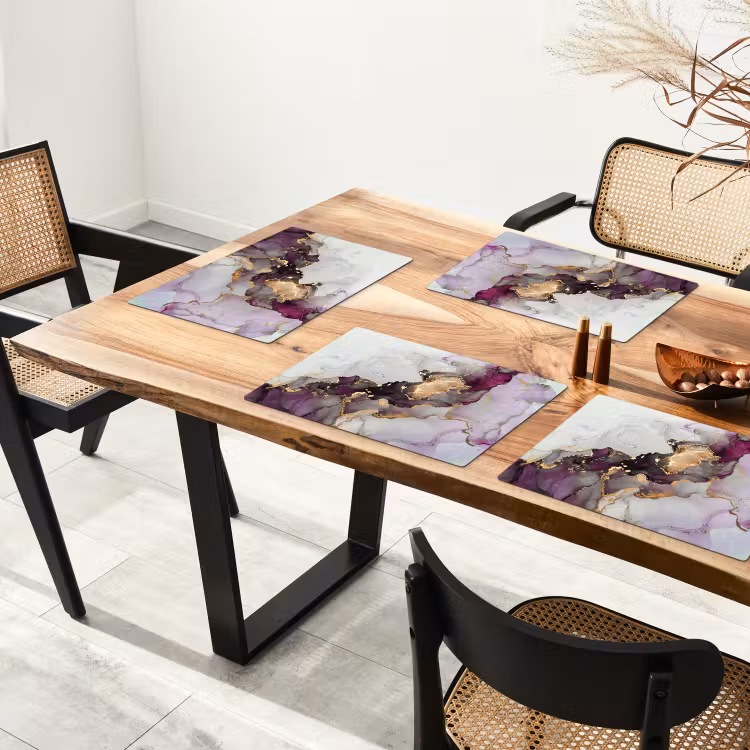 Set de table - Marbre - Abstrait - Or - Violet — 3