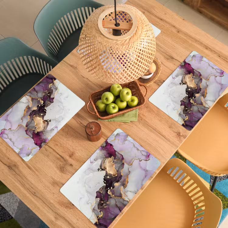 Set de table - Marbre - Abstrait - Or - Violet — 4
