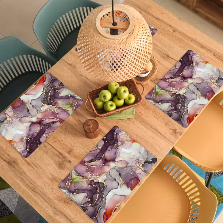 Set de table - Marbre - Rouge - Violet - Or — 4