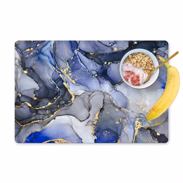 Set de table - Marbre - Or - Abstrait - Bleu — 1