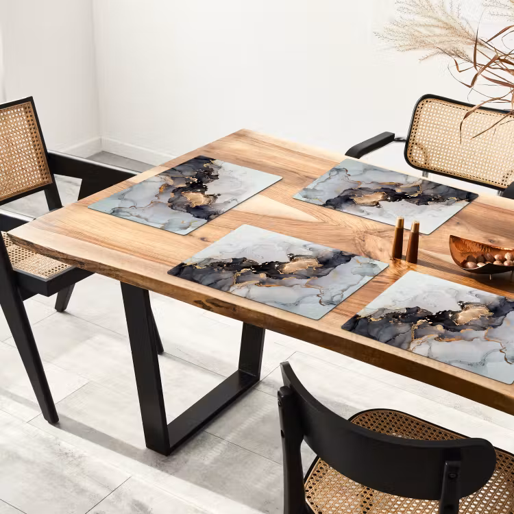 Set de table - Noir - Marbre - Luxe - Or — 3