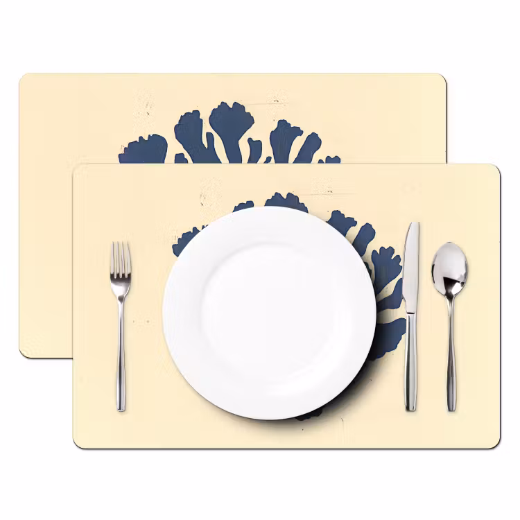 Set de table - Corail bleu - Branches - Beige — 2