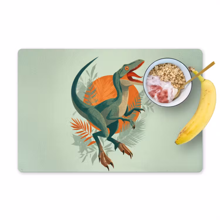 Set de table - Dino - Feuilles - Graphique - Vert — 1