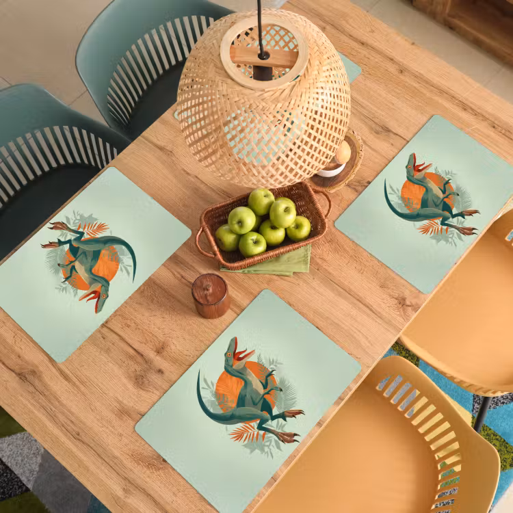 Set de table - Dino - Feuilles - Graphique - Vert — 4