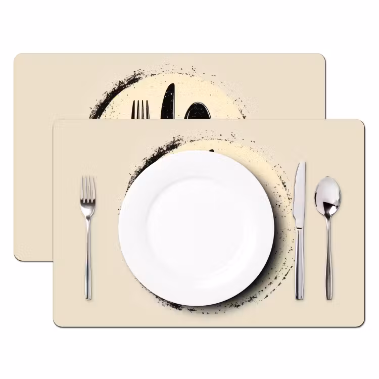 Set de table - Noir - Couverts - Rond — 2