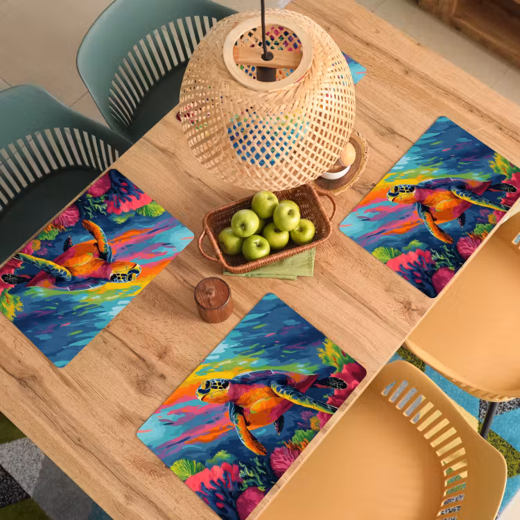 Set de table - Corail - Tortue - Abstrait - Eau — 4