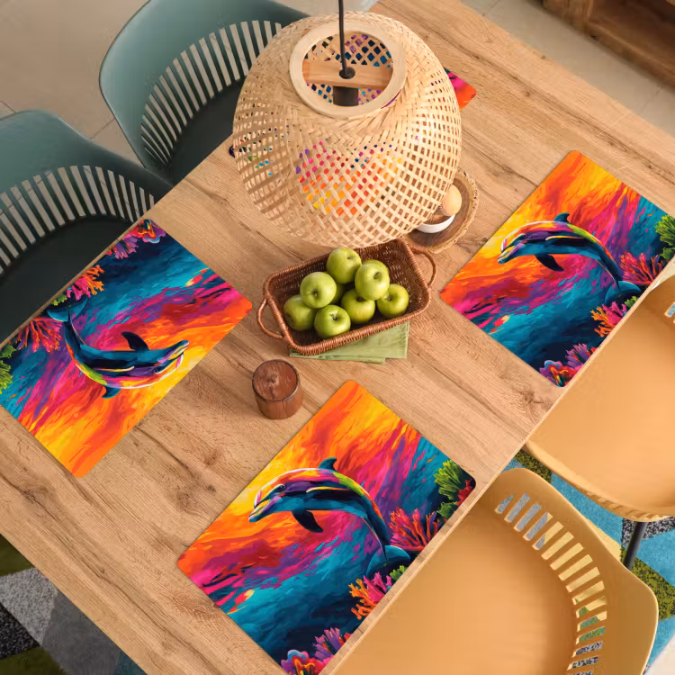 Set de table - Dauphin - Coloré - Océan - Corail — 4