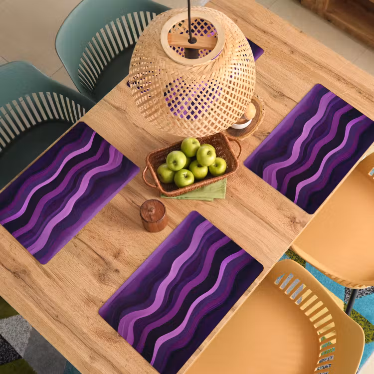 Set de table - Lignes - Vagues - Violet - Abstrait — 4