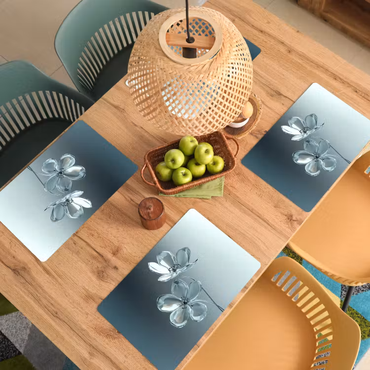 Set de table - Cristal - Fleurs - Gris — 4