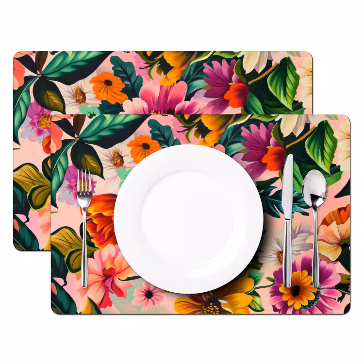 Set de table - Fleurs - colorées - roses — 2