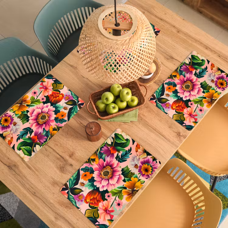 Set de table - Fleurs - colorées - roses — 4