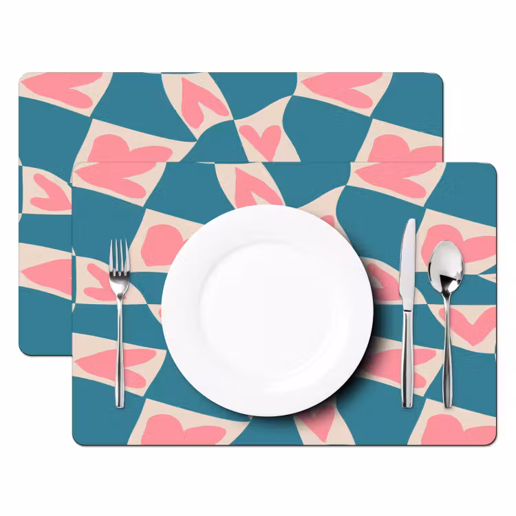 Set de table - Bleu - Patchs - Coeurs — 2
