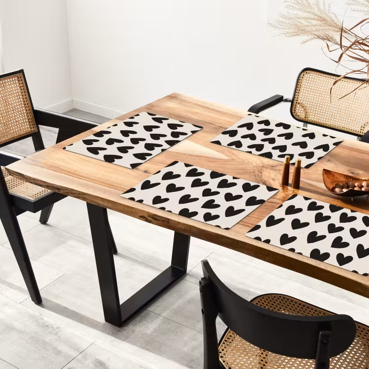 Set de table - Coeurs - Noir - Beige — 3