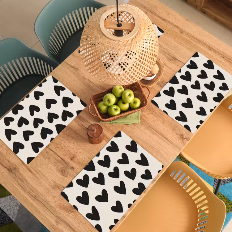 Set de table - Coeurs - Noir - Beige — 4