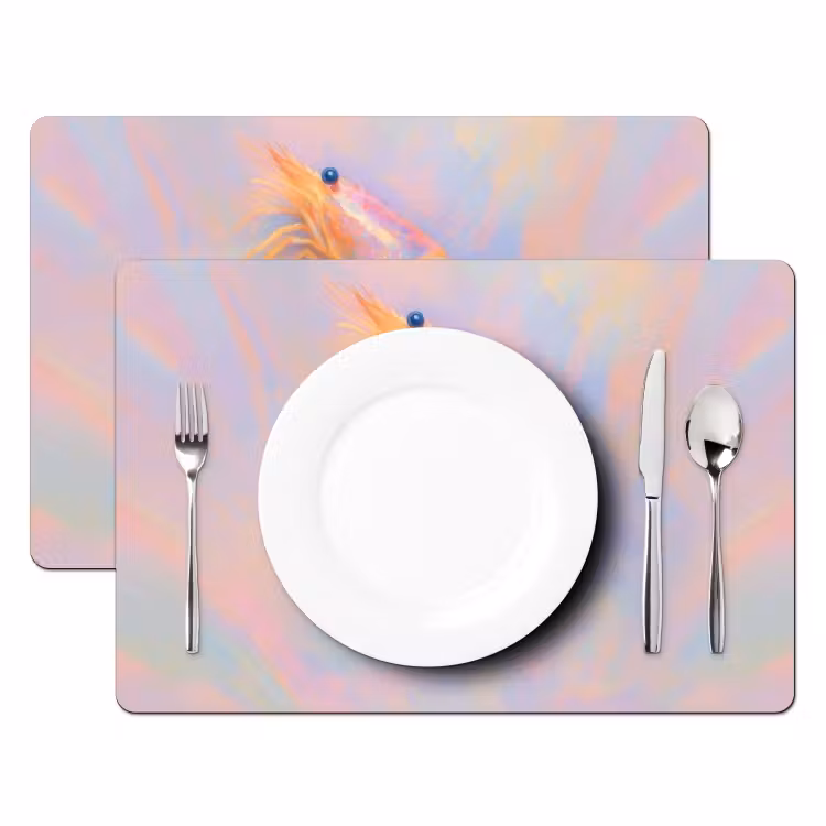 Set de table - Crevette - Structure subtile - Bleu - Rose — 2