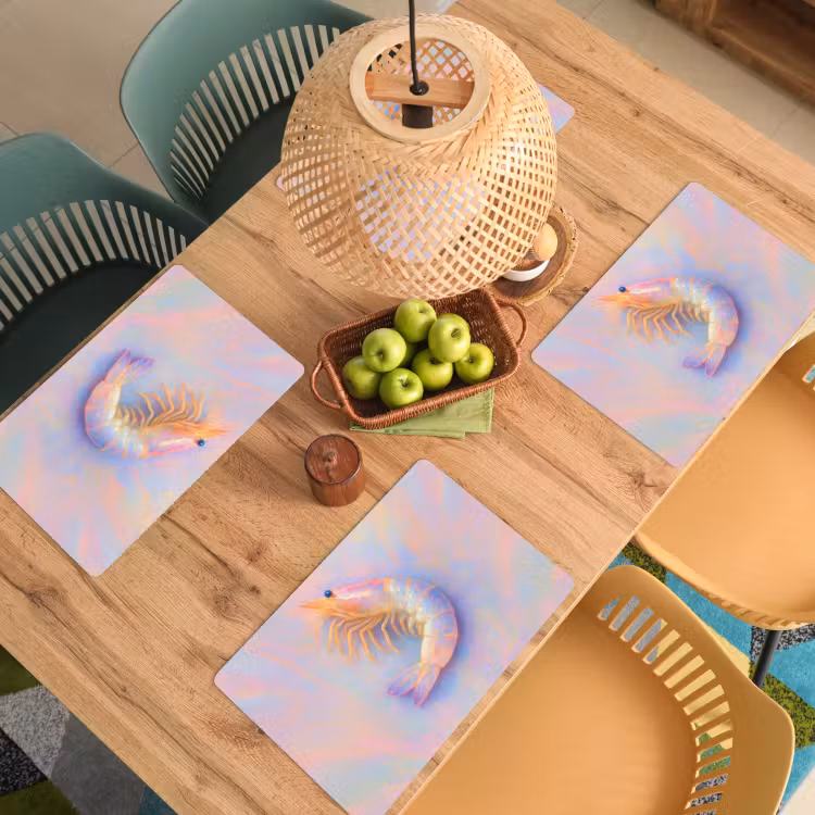 Set de table - Crevette - Structure subtile - Bleu - Rose — 4