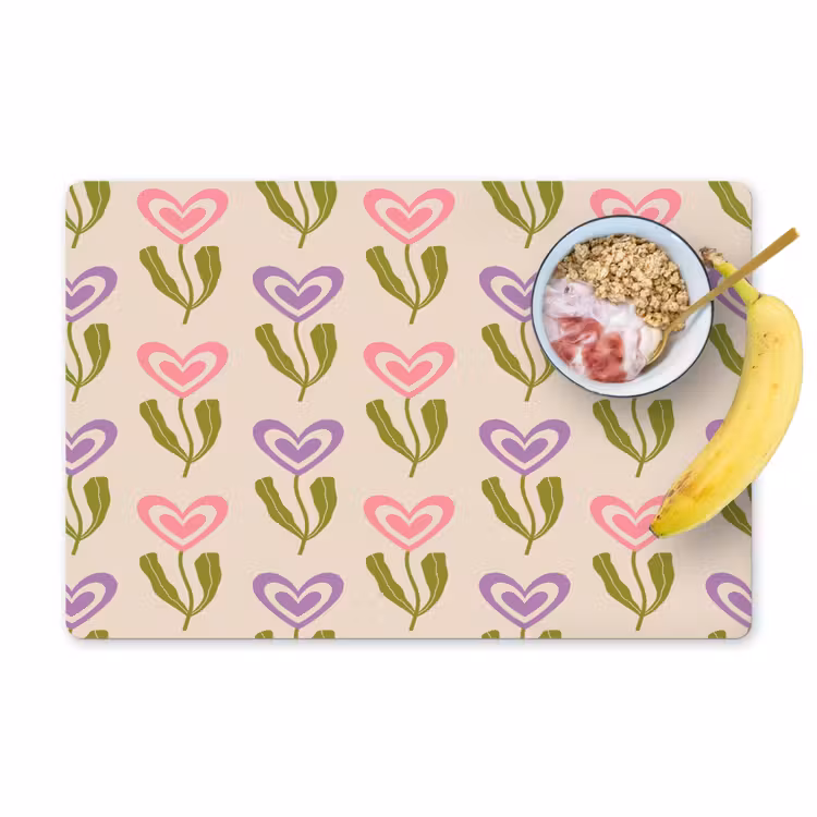 Set de table - Fleurs - Coeurs - Motif — 1