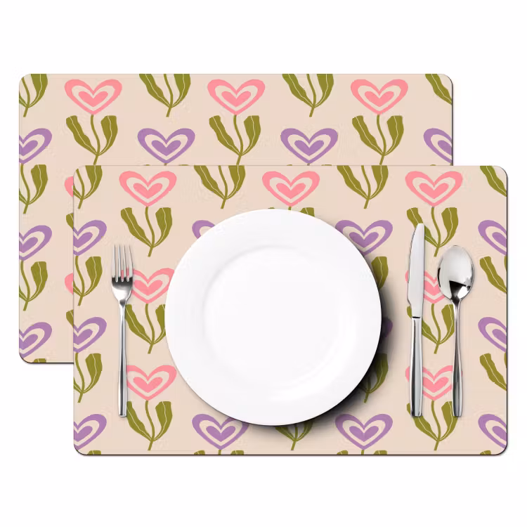 Set de table - Fleurs - Coeurs - Motif — 2