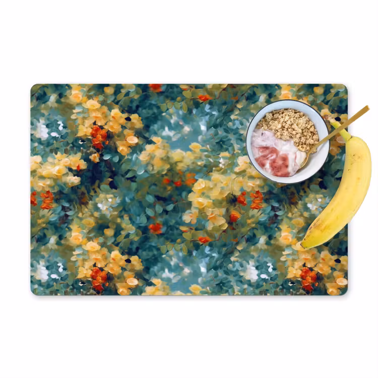 Set de table - Jaune - Fleurs - Vert - Feuilles — 1