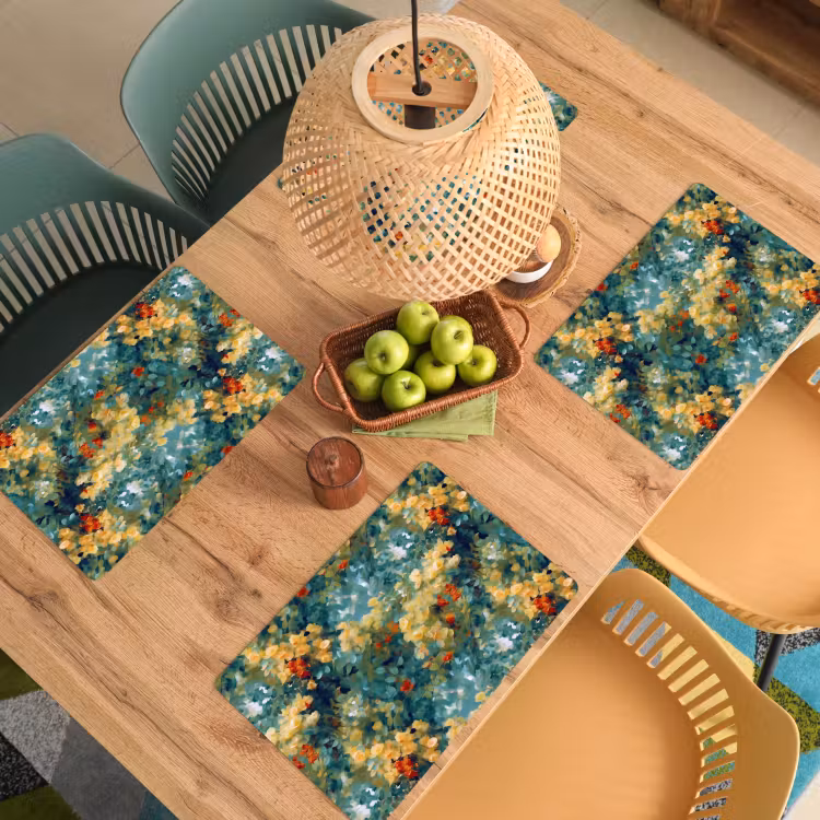 Set de table - Jaune - Fleurs - Vert - Feuilles — 4