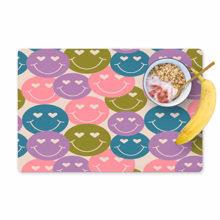 Set de table - Motif - Smiley - Coloré - Coeurs — 1