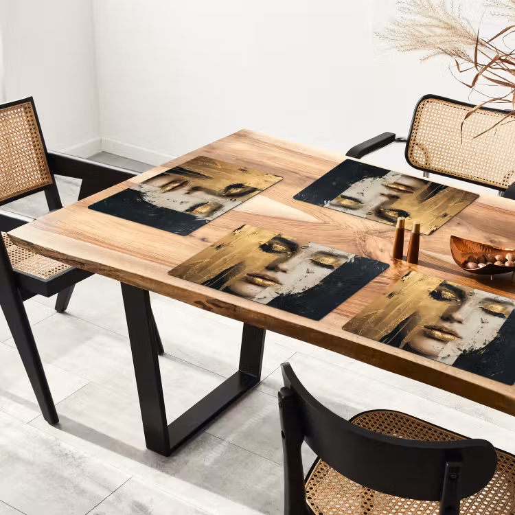 Set de table - Abstrait - Or - Visage - Lèvres — 3