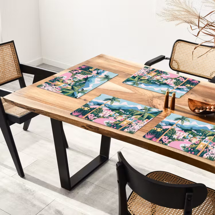 Set de table - Coloré - Maisons - Collines - Rose — 3