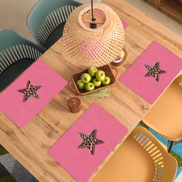 Set de table - Étoile - Léopard - Imprimé - Rose — 4