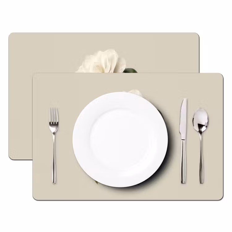 Set de table - Fleur de camélia - Blanc - Vert — 2