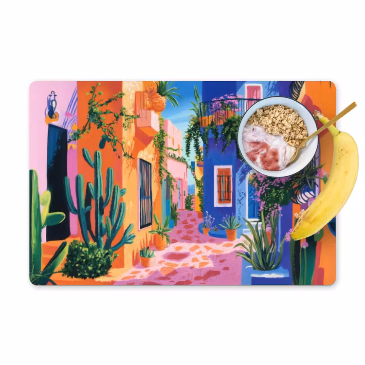 Set de table - Jaune - Bleu - Orange - Maison — 1