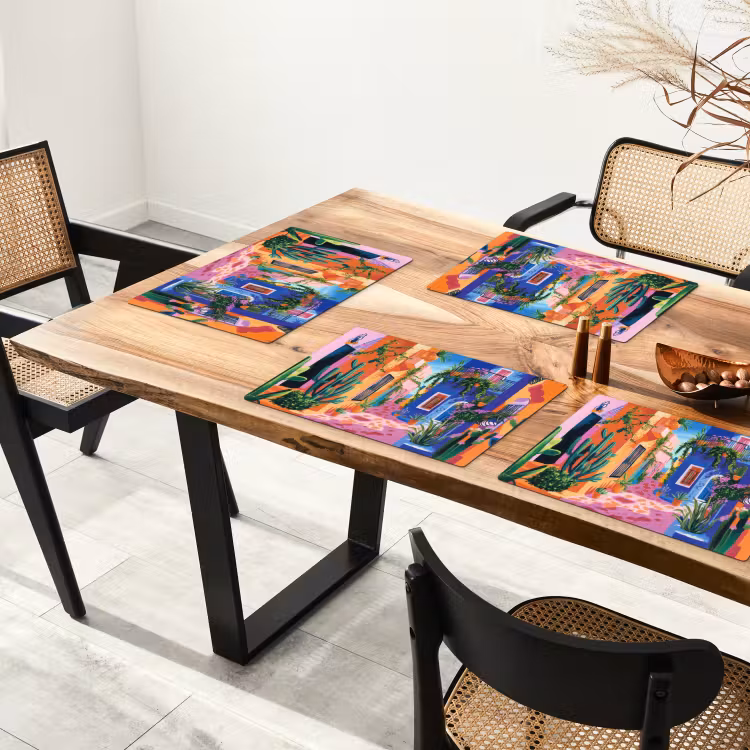Set de table - Jaune - Bleu - Orange - Maison — 3