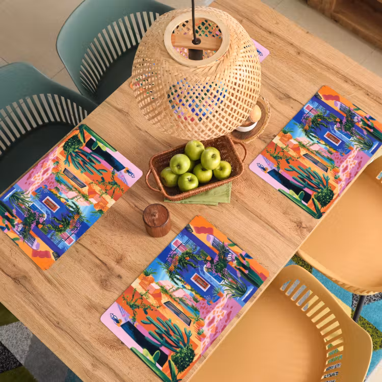 Set de table - Jaune - Bleu - Orange - Maison — 4