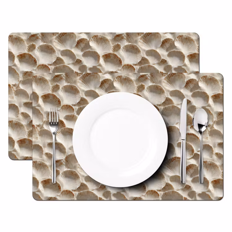 Set de table - Coquilles - Forme d'éventail - Blanc — 2