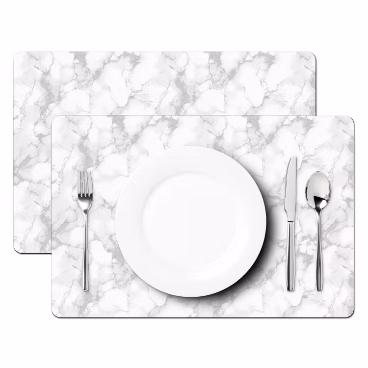 Set de table - Blanc - Marbre - Gris — 2