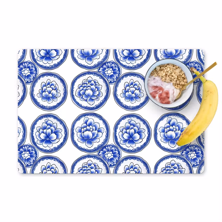 Set de table - Cercles - Fleurs - Bleu — 1