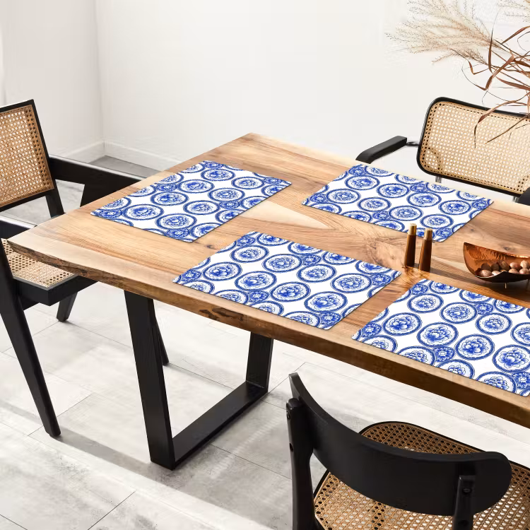 Set de table - Cercles - Fleurs - Bleu — 3