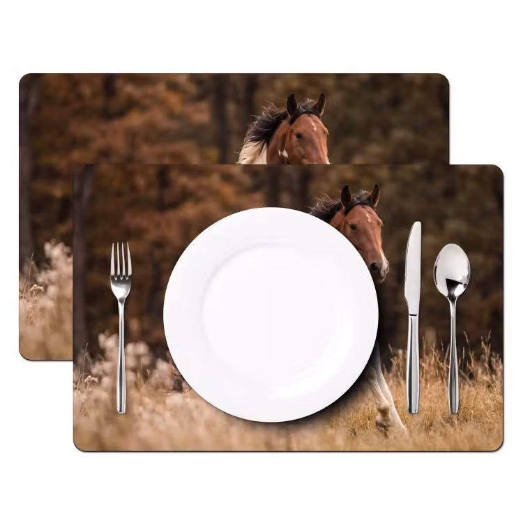 Set de table - Cheval - Marron - Herbe — 2
