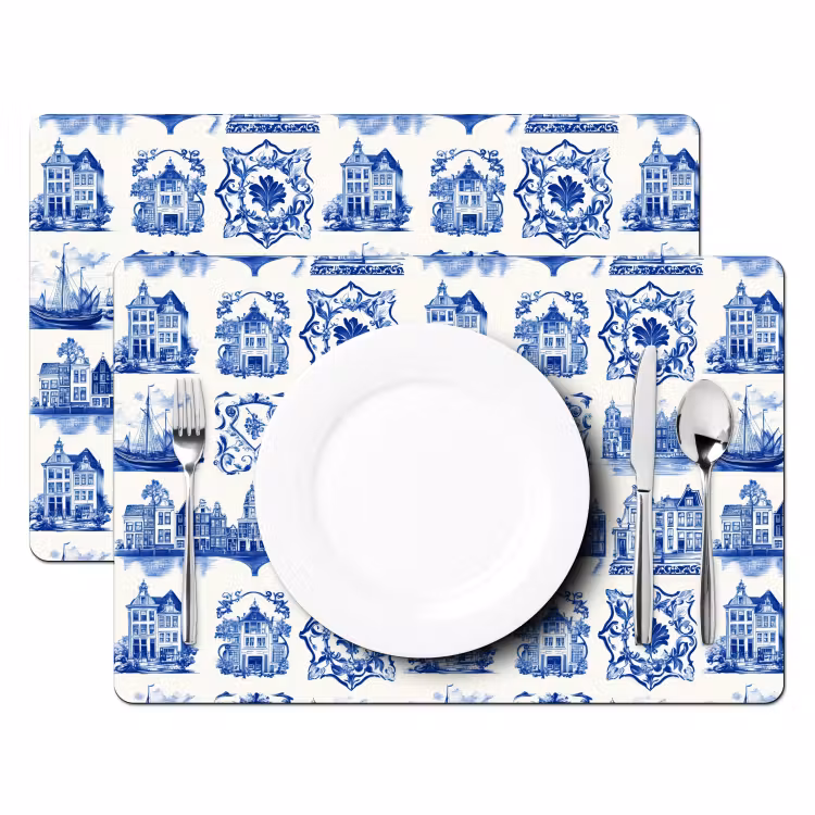 Set de table - Maisons - Navires - Bleu — 2