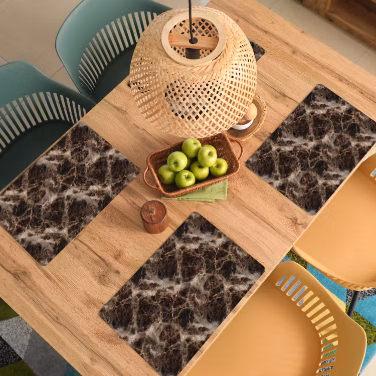 Set de table - Marron - Or - Marbre — 4