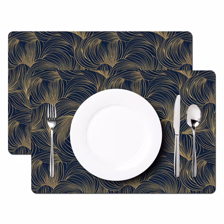 Set de table - Abstrait - Lignes - Bleu - Or — 2