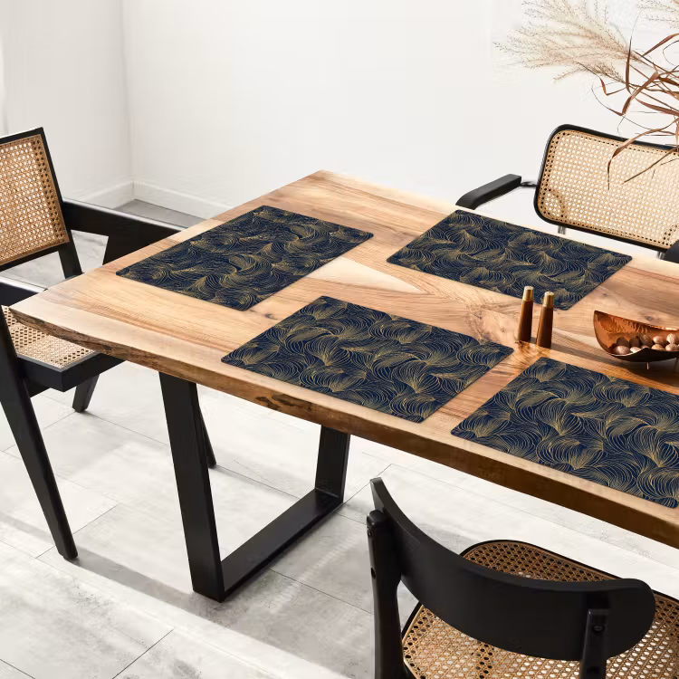 Set de table - Abstrait - Lignes - Bleu - Or — 3