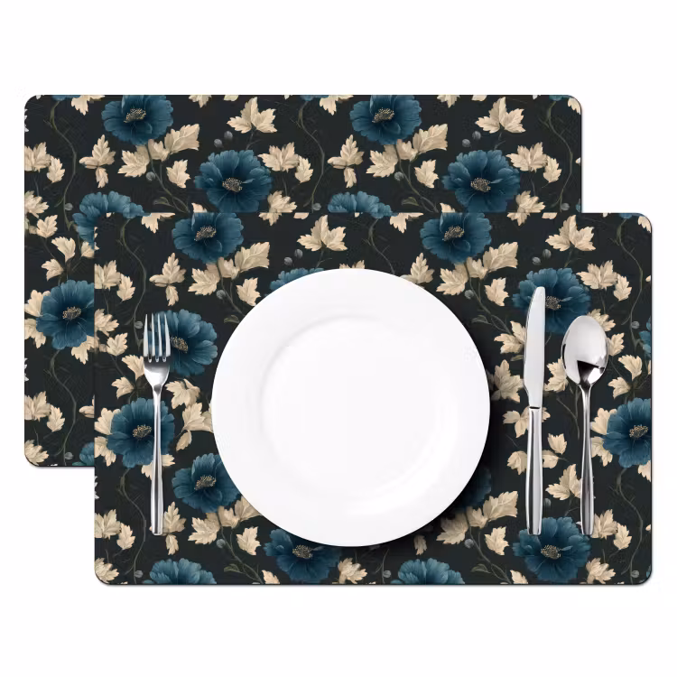 Set de table - Botanique - Fleurs - Bleu — 2
