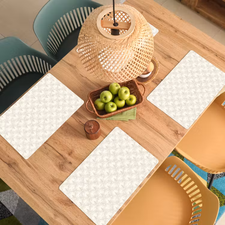 Set de table - Motif - Fleurs - Beige — 4